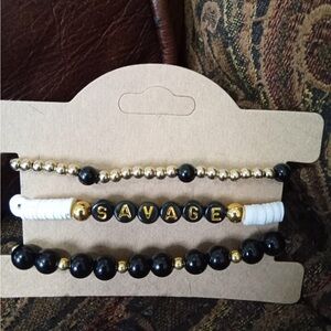 Black and Gold Beaded Bracelet Set